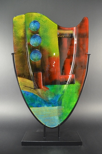Beperken Bot Voorwaarden Glazen vaas in metalen standaard, Artwork, Ovaal XL