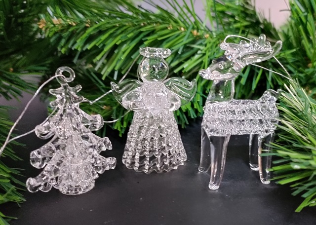 Beperken schedel Universeel Set van 3 glazen kerstdecoratie, gesponnen glas